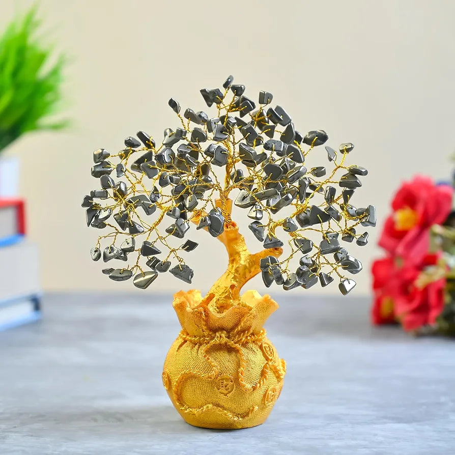 ZAICUS Pyrite Crystal Tree for Wealth & Prosperity – Feng Shui Money Tree with Golden Pot – Gemstone Bonsai for Gift, Home Décor, Office Desk, and Vastu Correction