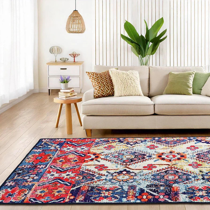 Status Contract Rugs for Living Room |  Printed Carpet for Living Room Decor|Anti Skid Backing Home Essentials|Aesthetic Vintage Decor Carpet for Bedroom|Boho Rugs for Living Room 