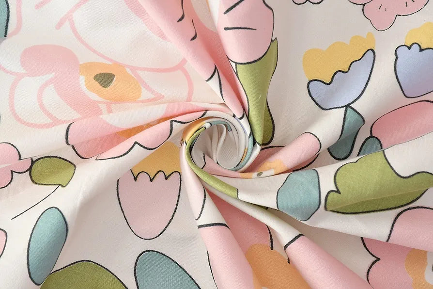 Homefab India 210 TC Glace Cotton King Size BedSheet with 2 Pillow Covers -  - Floral, Pink