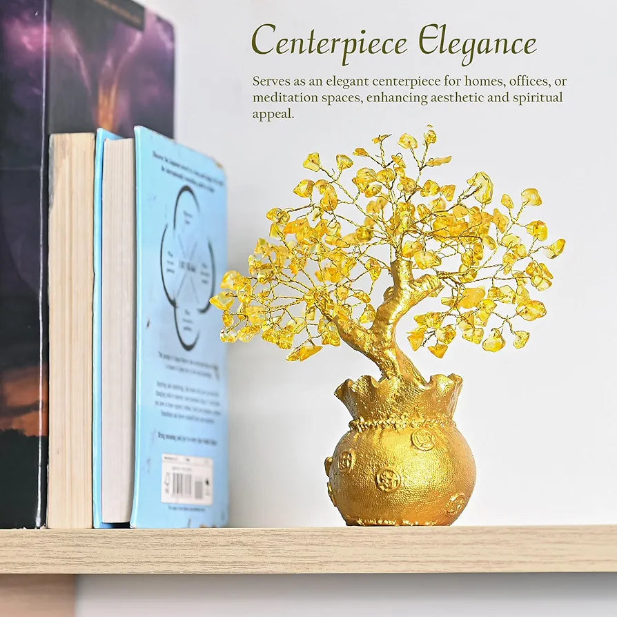 ZAICUS Lucky Feng Shui Citrine Tree, Crystal Tree of Life, Bonsai Money Tree, Gold Crystal Ornaments, Healing Gemstone Tree for Prosperity, Positive Energy, Good Luck Gift 