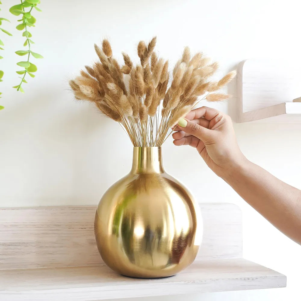 Behoma Metal Flower Vase for Home Dcor Living Room Office Wedding | Table Decorative Item for Festivals Birthday Golden Vase 1Pcs 