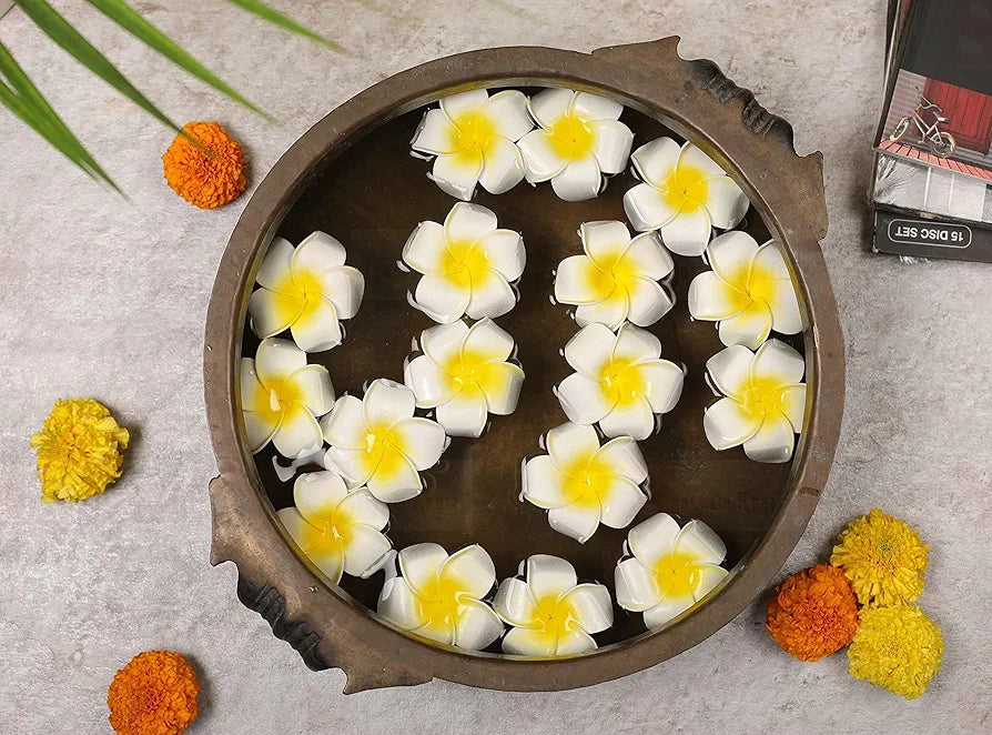 SATYAM KRAFT 12 Pcs Artificial Big Foam Hawaii Water Floating Flowers for Pooja Thali, Home Decor, Table, Badroom, Navratri, Diwali, Mandir, Pooja Room Decor, Festival Events Decoration, DIY Craft