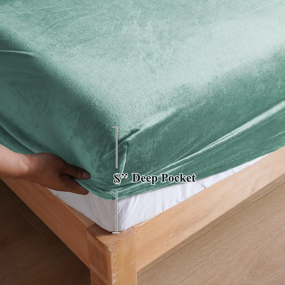 Cloth Fusion 200 TC Warm Winter Elastic Fitted Bedsheet for Double Bed King Size with 2 Pillow Covers, Cozy Woolen Bedsheets for Double Bed 