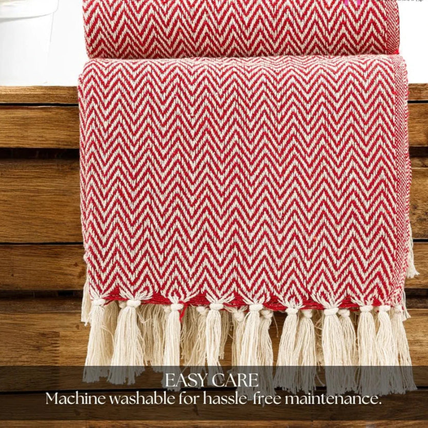 HOMADORN All Season Cotton Weaved Throw Blanket for Bed/Sofa 50x70 INCHES 