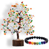 Reikved Mix Chakra Crystal Natural Gemstone Mix Chakra Silver Bonsai Money Tree with Chakra Bracelet