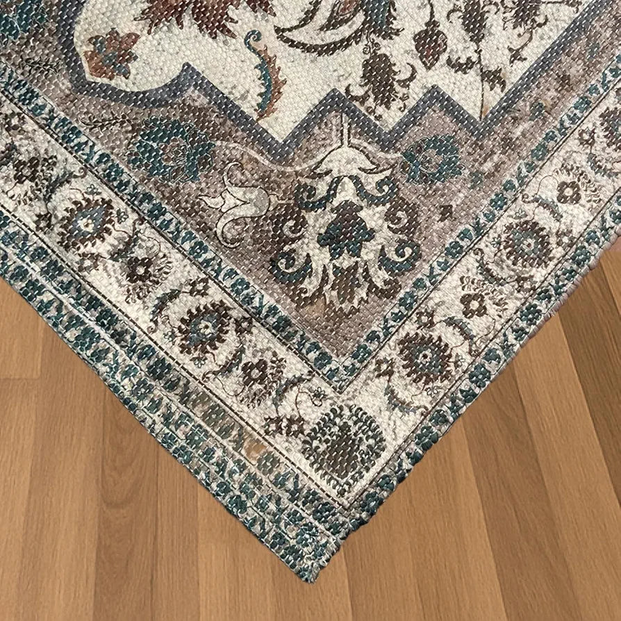 SAJAVAT HOME Cotton Printed Rectangular Floor Rug| Soft and Durable Indoor Carpet for Living Room, Bedroom, Kitchen, and Home Decor | Green Area Rug | 3X5 Feet  | Pack of 1