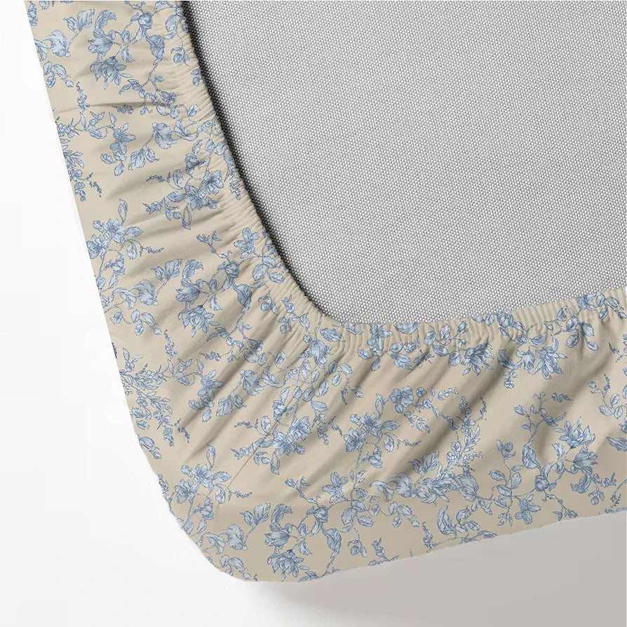 Trance Home Linen 100% Percale Cotton 210 TC Bedsheet | Queen Size Printed Fitted Bedspread with 2 Pillow Covers 