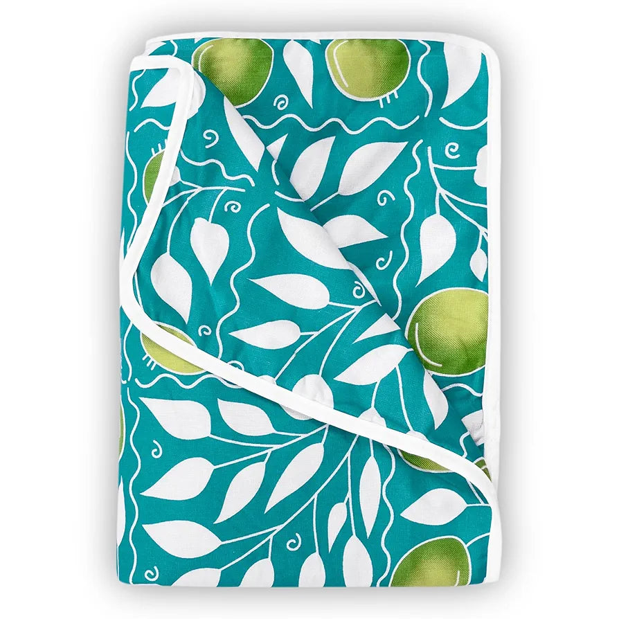 Divine Casa 100% Cotton Toddler Baby Blanket for for 0-4 Years I Skin Friendly Swaddle Dohar for Girls and Boys I 135x100 cm - Turquoise and Green