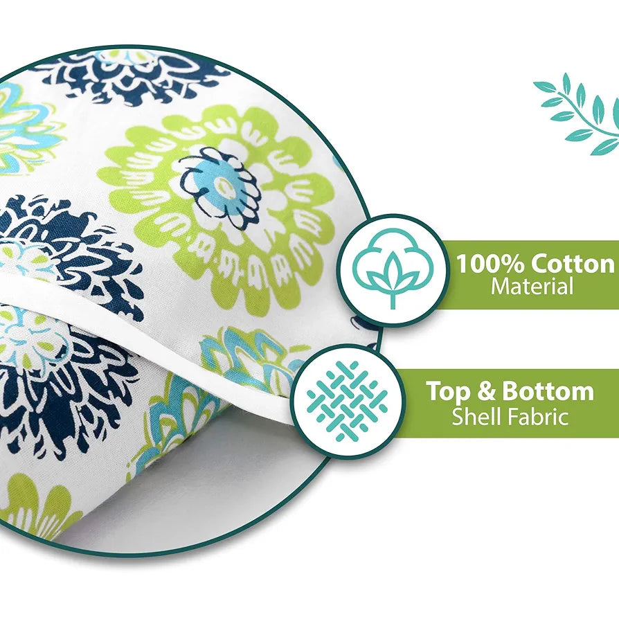 Divine Casa Floret 100% Cotton Double Dohar | 120 GSM | Soft & Lightweight Throw Blanket | Reversible Design | Cozy & Breathable Bedding | All-Season Comfort | 220 x 205 CM, Green Blue