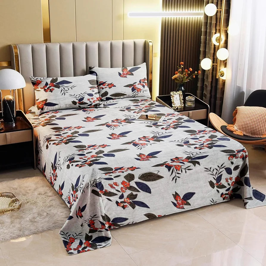 Cloth Fusion Warm Winter Bedsheet for Double Bed King Size with 2 Pillow Covers, Cozy Woolen Bedsheets for Double Bed 