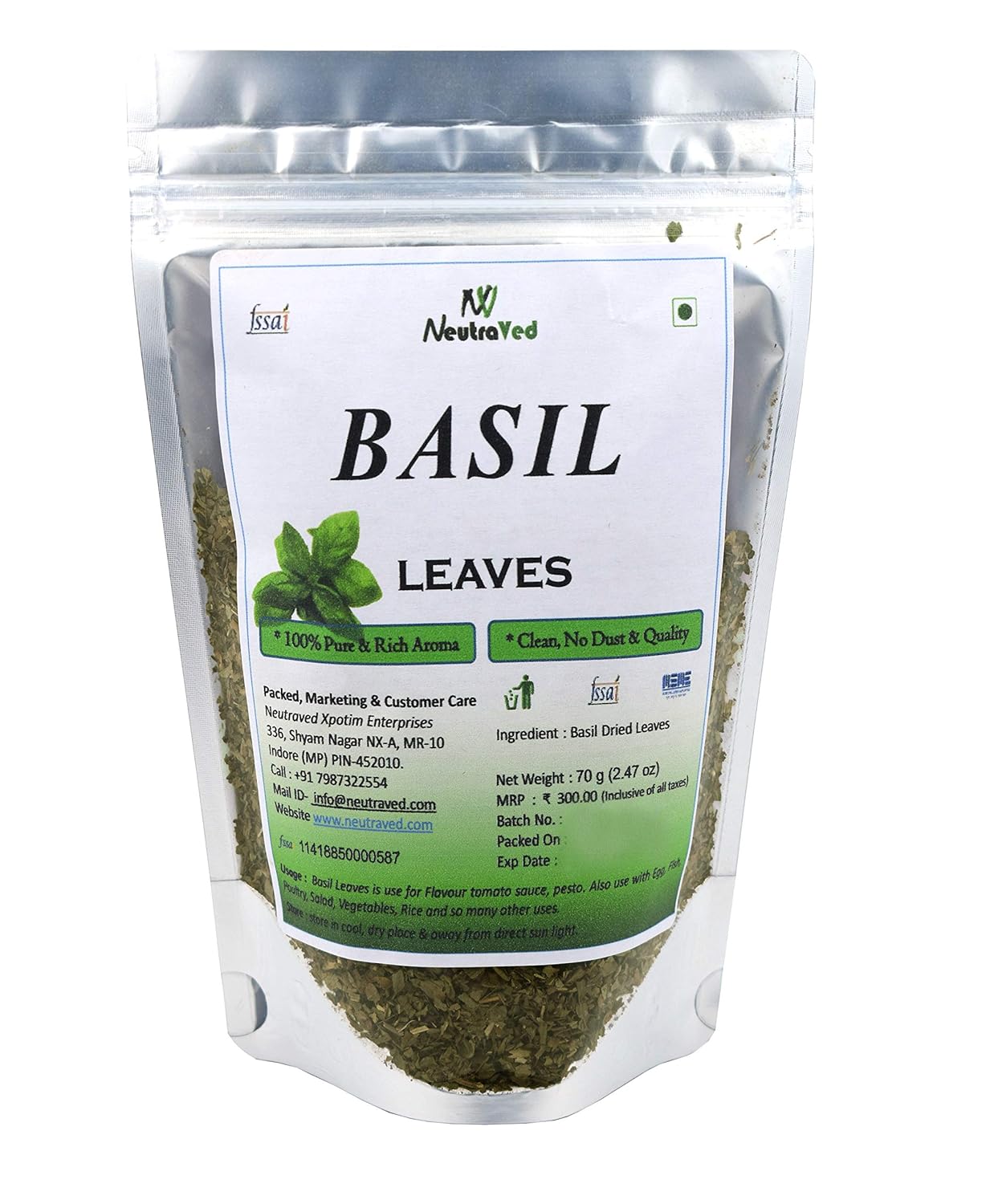 Neutra Ved Sweet Basil Leaves 70 gms Swadesii