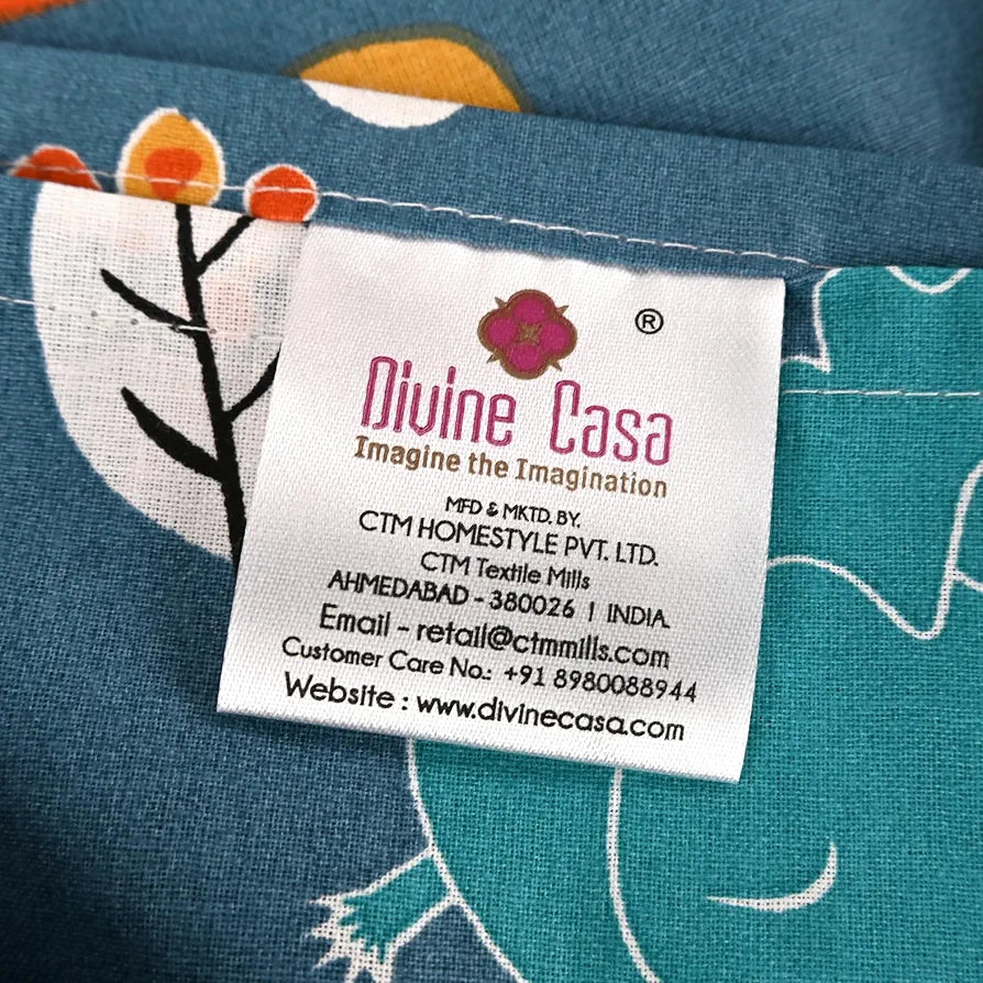 Divine Casa 144 TC 100% Cotton Single Bedsheet with 1 Pillow Cover | Skin-Friendly Fabric for Everyday Comfort | 223 X 145 CM | Abstract Pattern | Iris Deep