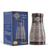 Indian Art Villa Pure Copper Bedroom Water Bottle With Inbuilt Glass Dark Embossed Design