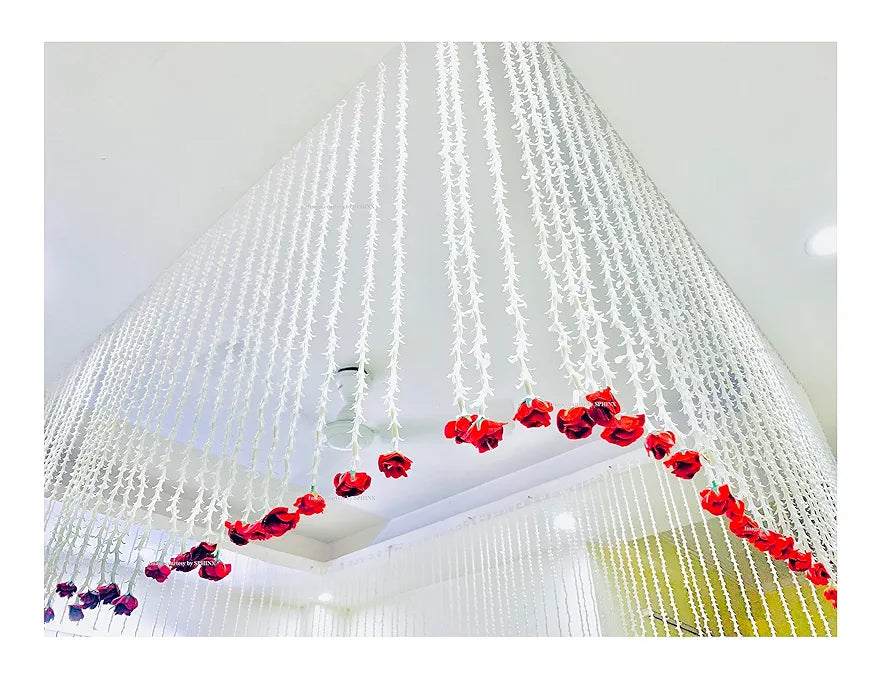 SPHINX Artificial rajnigandha Buds Rose Strings for Home Function Festive Decor Wedding haldi Ceremony Pooja Housewarming Decorations Approx 2.5 ft Height - 