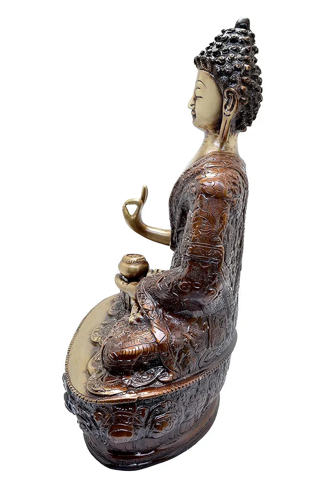Two Moustaches Vitarka Buddha 13 Inches Brass Showpiece Figurine, Material -Brass, Weight - 4.8 Kg, Multicolour, 1 Piece