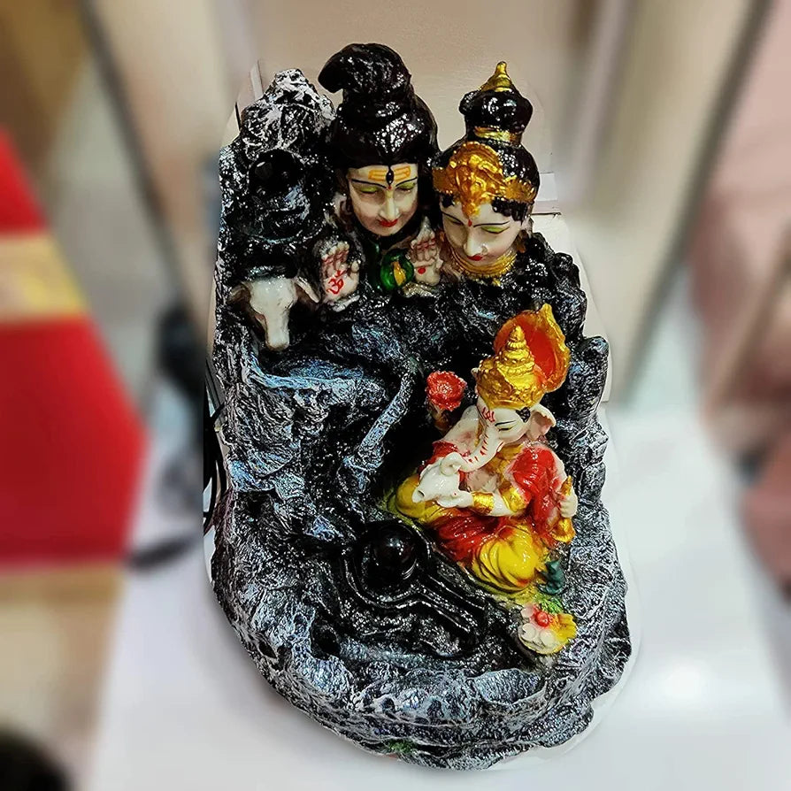 ALILA Resin Lord Shiva Water Fountain With Led Lights For Home Decor Decoration, 15 In