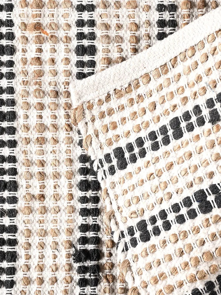 SASHAA WORLD Jute and Cotton Braided Natural Rug | Handwoven Rectangular Rug for Living Room, Kitchen, Entryway & Bedroom | Organic & Natural Feeling | Weave Irregularities Make Each Rug Unique 