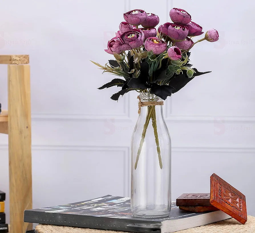 SATYAM KRAFT 2 Pcs Artificial Rose Flower Sticks | Decorative Items for Home Decor, Room, Living Room, Table Centerpiece, Balcony, Office | Perfect for Wedding, Birthday, Enagagement 