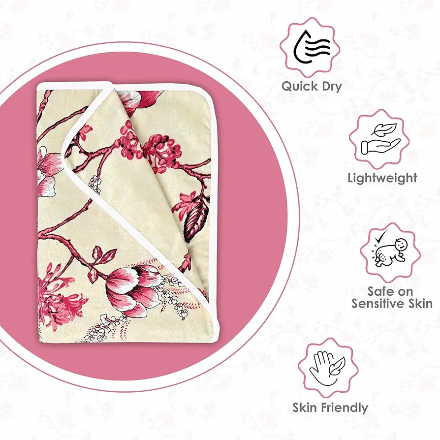 Divine Casa Floret 100% Cotton Single Kids Dohar | 120 GSM | Soft & Lightweight Throw Blanket | Cozy & Breathable Bedding | All-Season Comfort | 140 x 100 CM, Summer Fern