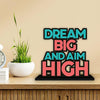 Artvibes Wooden Idols and Figurine Dream Big and Aim High Motivational Quotes Table Decor for Office Desk Showpiece