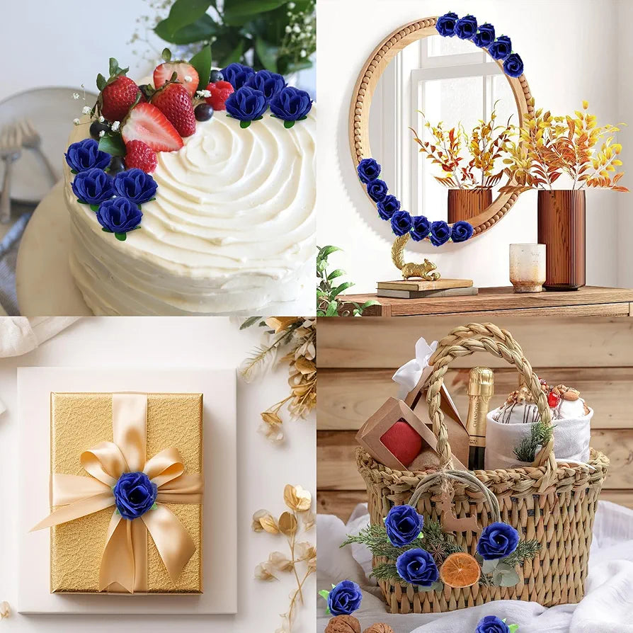 SITUMEIZI 100 Pcs Artificial Roses Fake Silk Flower Mini Rose Head 1.5