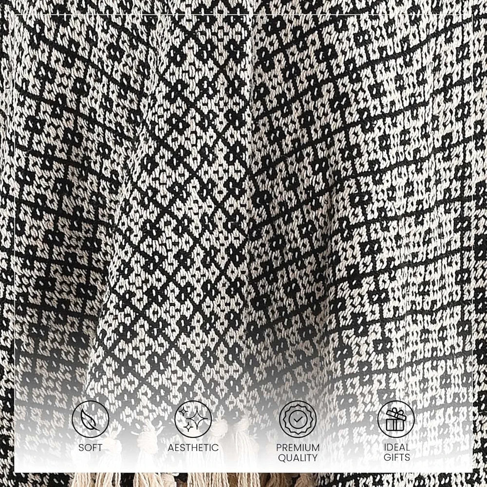 SASHAA WORLD Soft Throw Blanket | Used Both Indoor and Outdoor |Blanket for Living Room, Sofa, Bed & Chair | Black Throw Blanket| Pack of 1, 180 x130 cm| Cotton| Lightweight