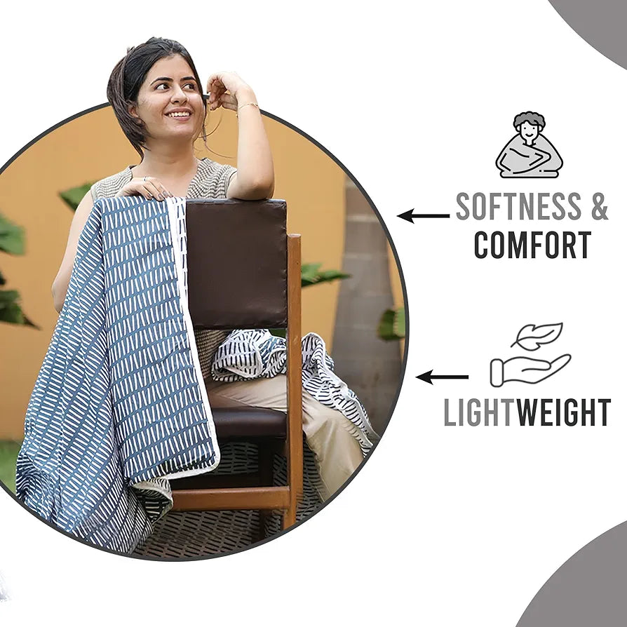 Divine Casa 120 GSM Microfiber Single Bed Comforter | Soft & Lightweight Reversible AC Blanket | All-Season 3-Layered Quilt | 230 x 140 cm, Blue Mirage