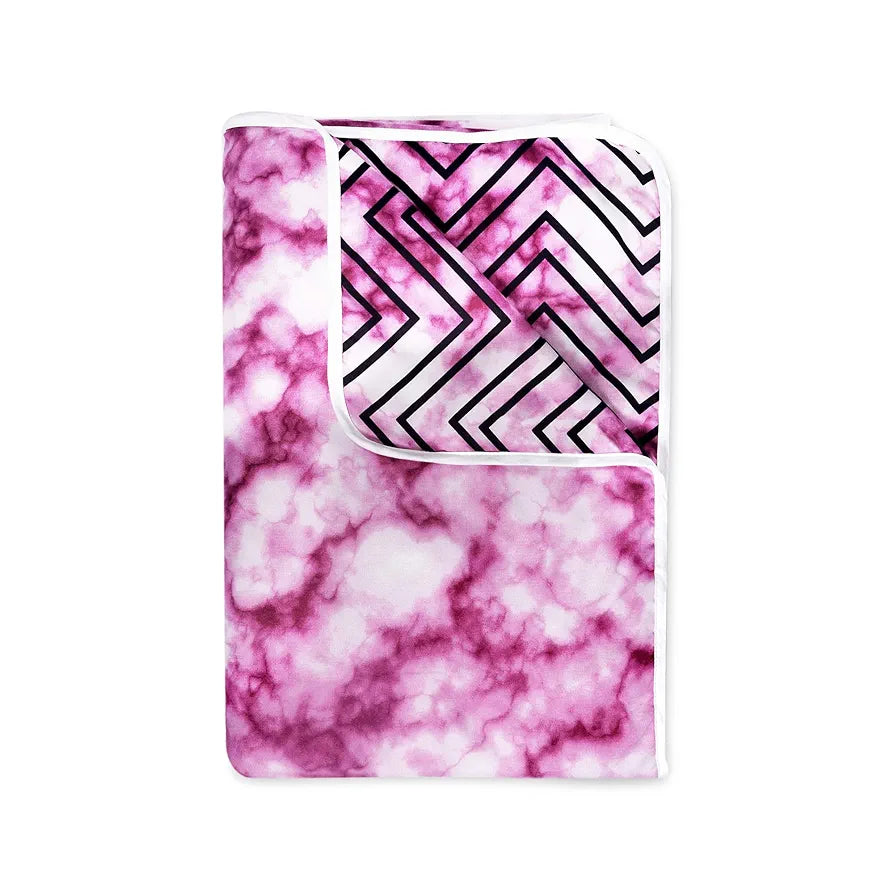 Divine Casa 120 GSM Microfiber Single Dohar | Soft & Lightweight Throw Blanket | Cozy & Breathable | All-Season Comfort | 210 x 140 CM | Marble Pattern | Pink Marble