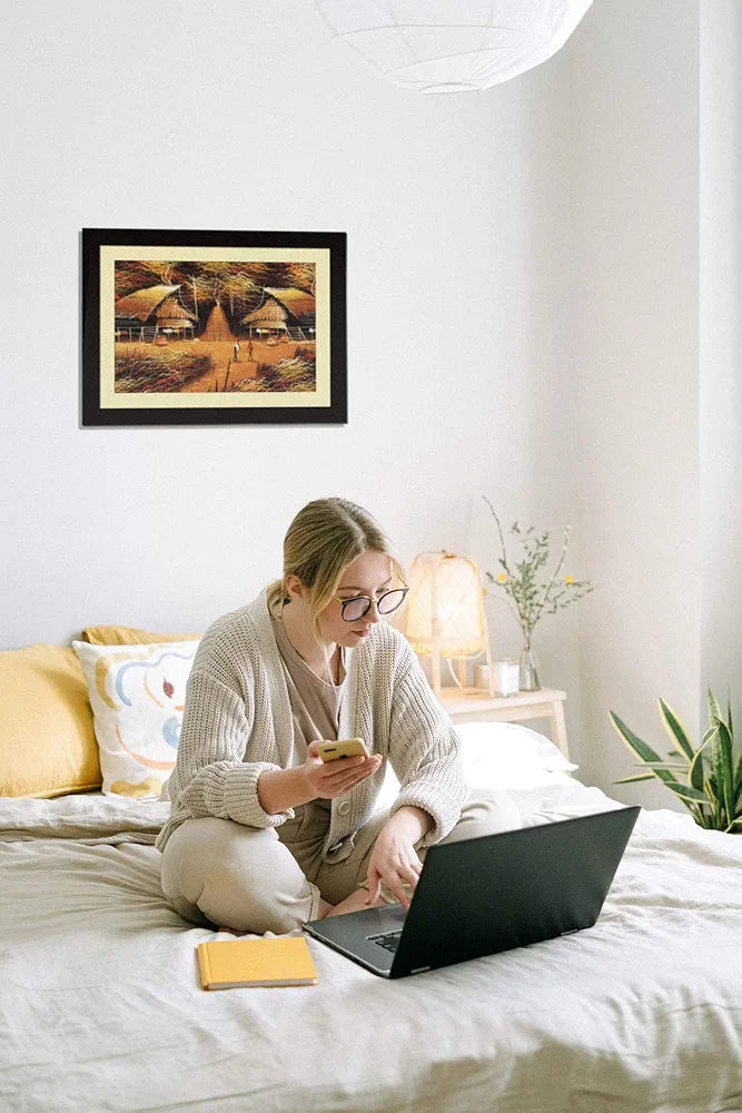 ArtX Paper Premium Village Scene Wall Art Painting, Multicolor, Village, 18X24 in, Set of 1