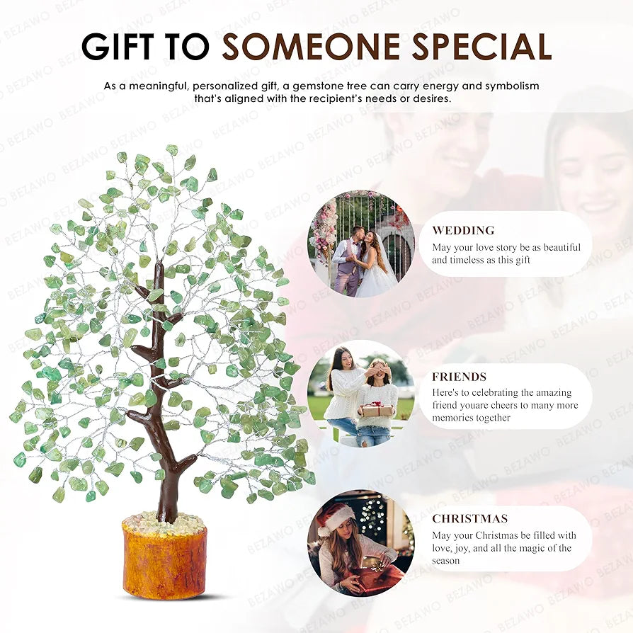 BEZAVO Green Jade Crystal Tree – Artificial Tree for Home & Office Decor | Good Luck Tree for Living Room, Hall & Office | Ideal Gift for Men & Women – Wedding, Birthday & Anniversary 