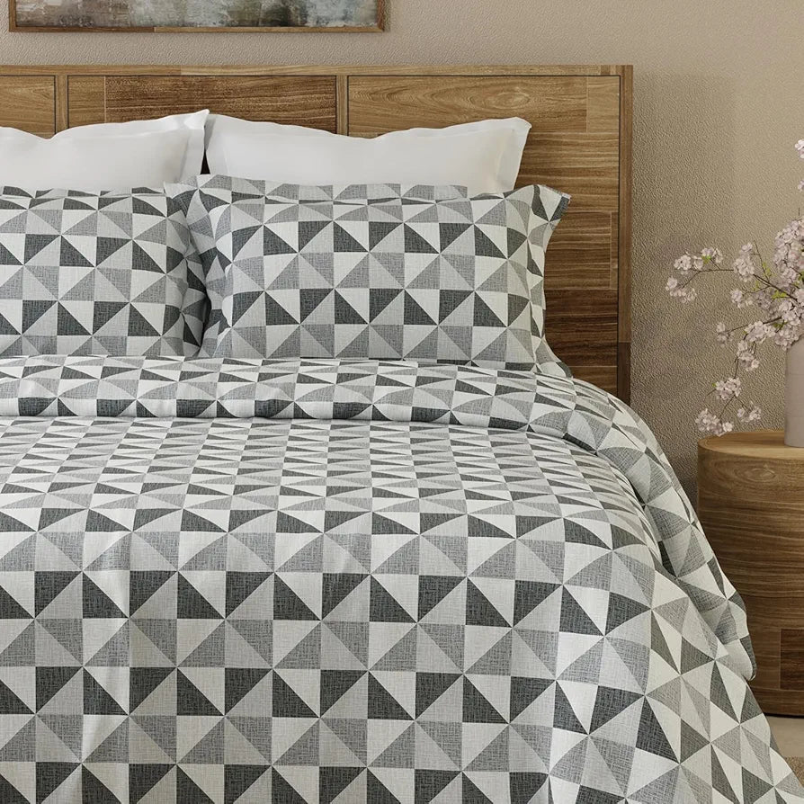 Emaline 100% Cotton Double Bedsheet Set  | 1 Double Cotton Bedsheet & 2 Pillow Covers | Breathable & Anti-Wrinkle | 144 TC | 