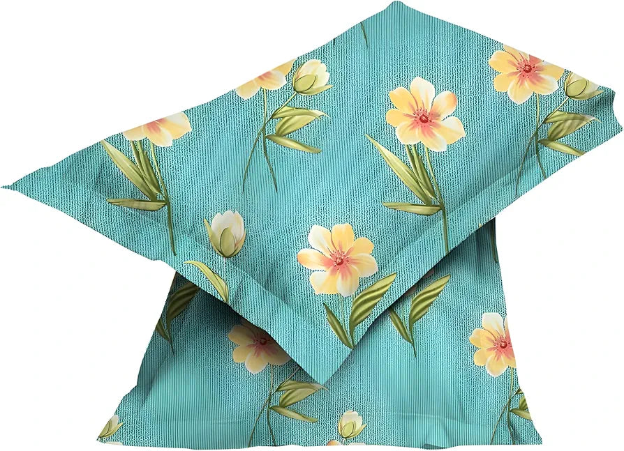 Polycotton 220 TC Floral Printed King Size Double Bedsheet with 2 Pillow Covers, (90 x 90 Inches, Themis