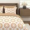 Layers Home Easy Cotton Bedsheet Set for All Seasons Lightweight 144 TC Queen Size Beige Printed