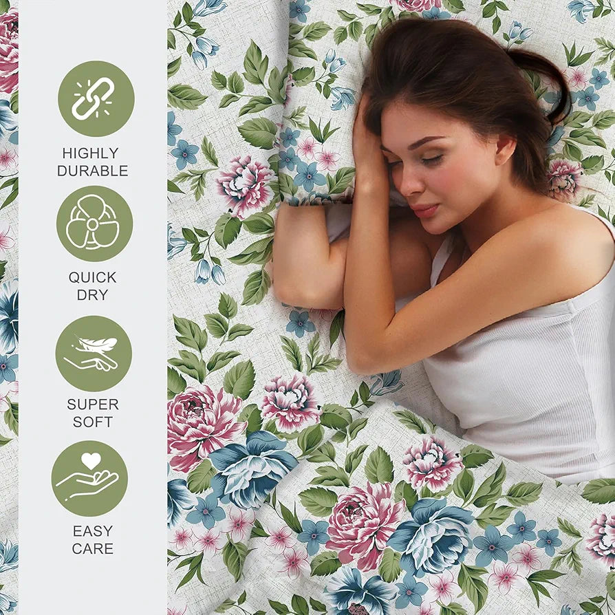 Layers Argos Bedsheet Set for All Seasons - Lightweight, Moisture Absorbent, Machine Washable & Easy to Care - Gift for Housewarming & More - 225 CVC - King Size 