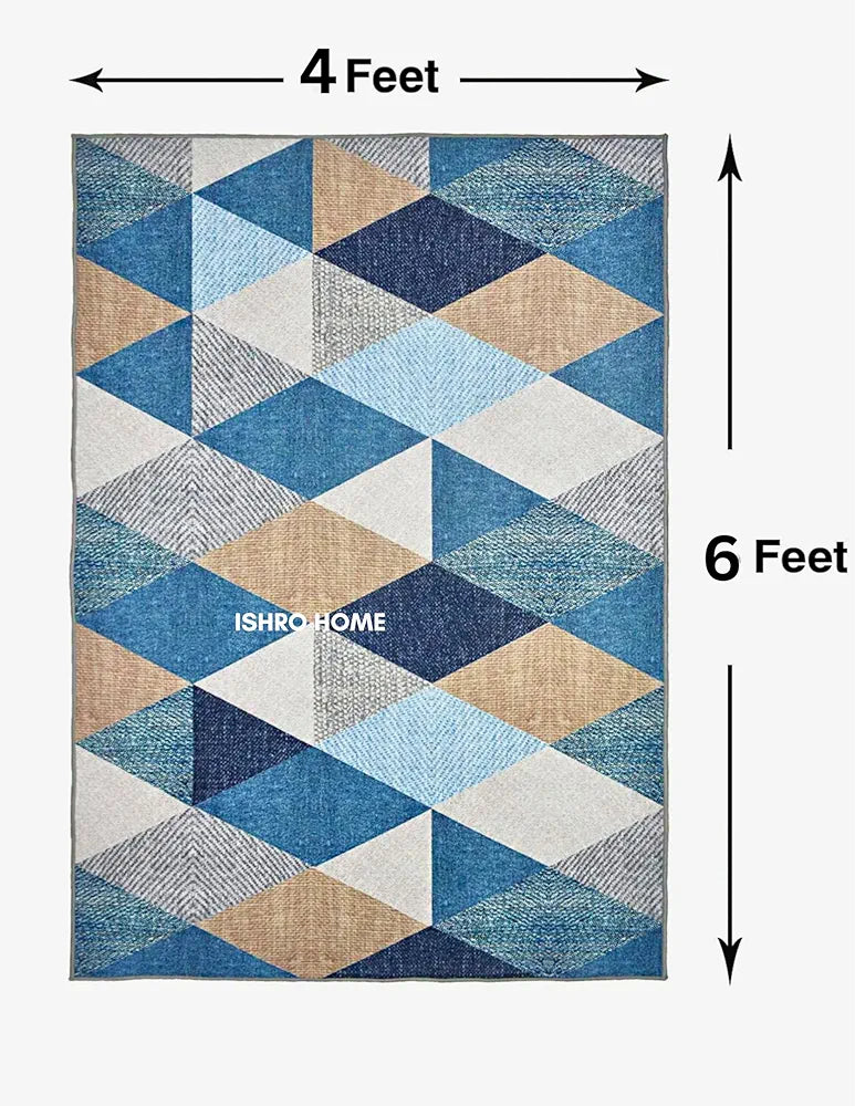 ishro home 4x6 Feet 3D Jet Multi Printed Carpet Rug Runner and Carpets for Bedroom/Living Area/Home with Anti Slip Backing 