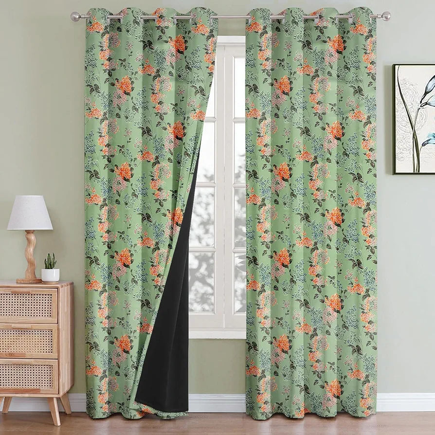 Cloth Fusion 100% Blackout Printed Premium Door Curtains 7 Feet Long Set of 2, Noise Reducing Blackout Parda 7 Feet with Grommet for Home Decor 