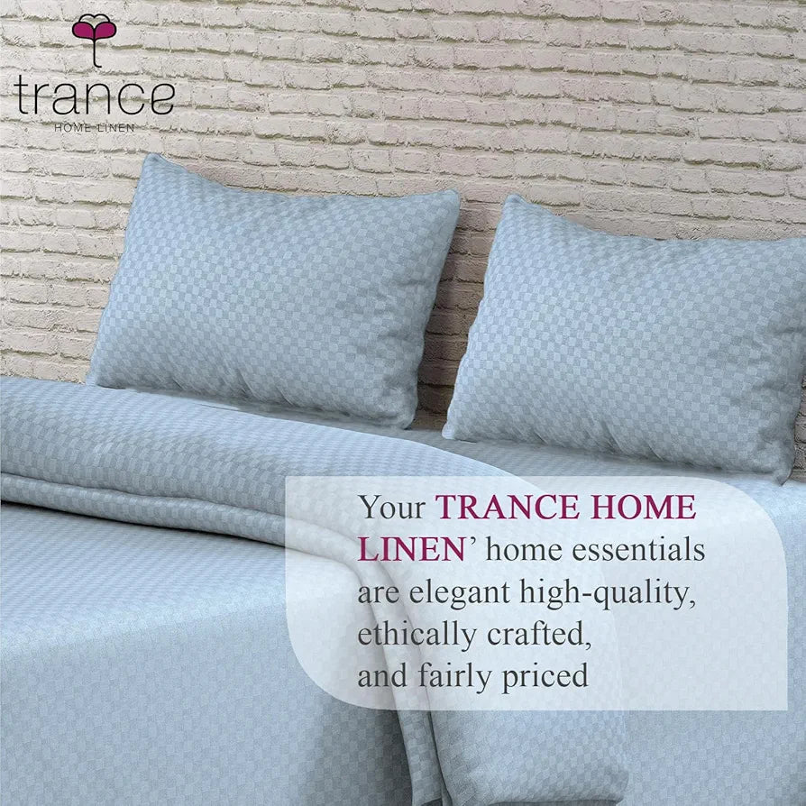 Trance Home Linen 100% Cotton Premium Jacquard Weave Fitted Bedsheet for Queen Size Bed with 2 Pillow Cover - Skin Friendly 300TC 