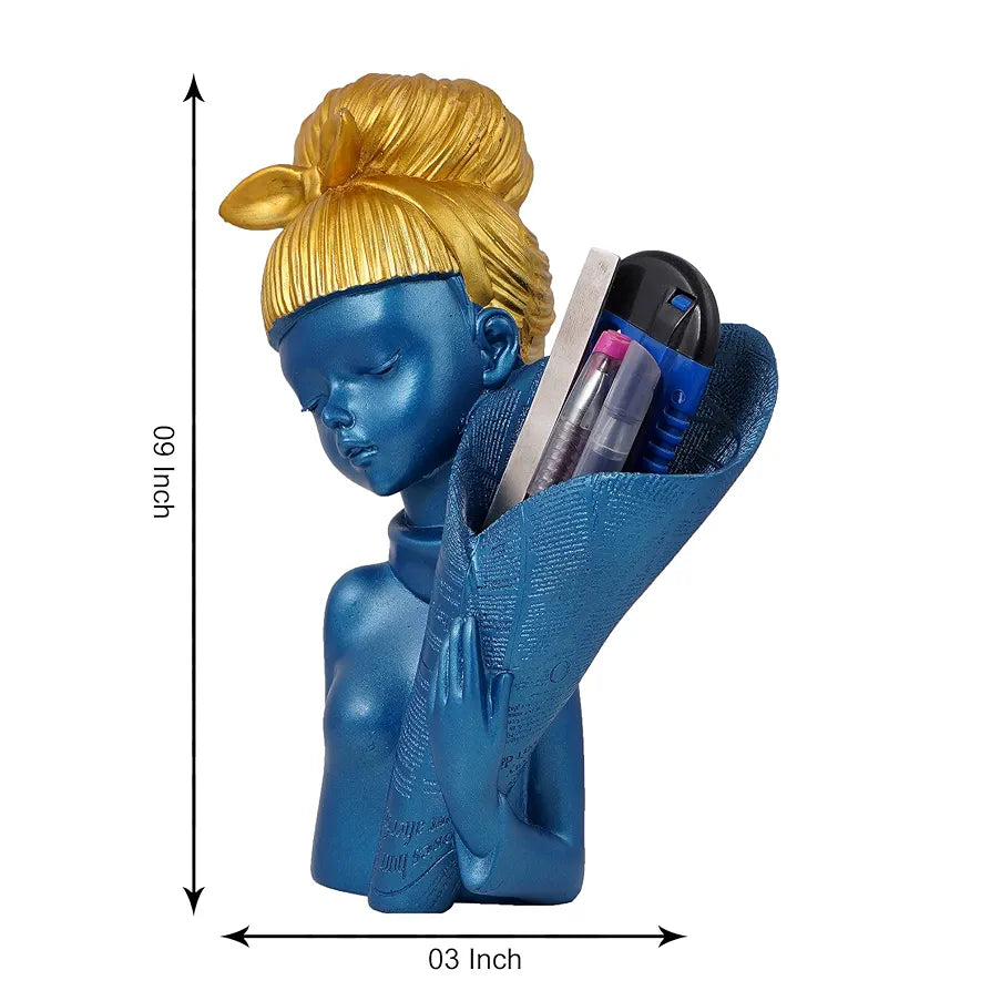 Zart Angel Girl Showpiece for Home Decor | Winged Fairy Statue for Shelves | Blue Resin Figurine, 3.94 Inch