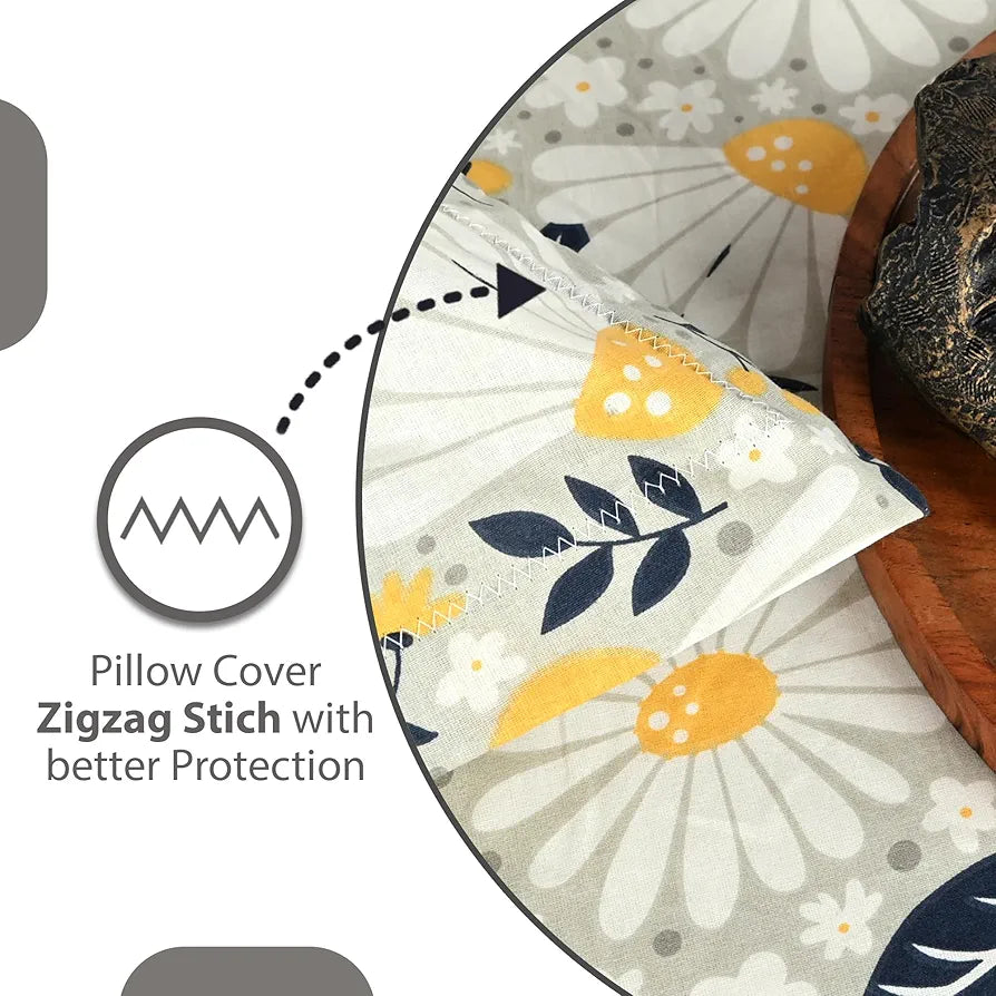 Divine Casa 100% Cotton Bedsheet for Single Bed, 144 TC Bedsheet Single Size Bed Cotton with 1 Pillow Cover 