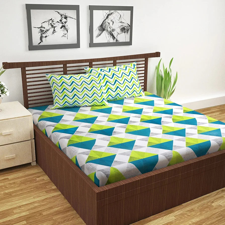 Divine Casa 144 TC Cotton Bedsheet for Double Bed with 2 Pillow Cover 
