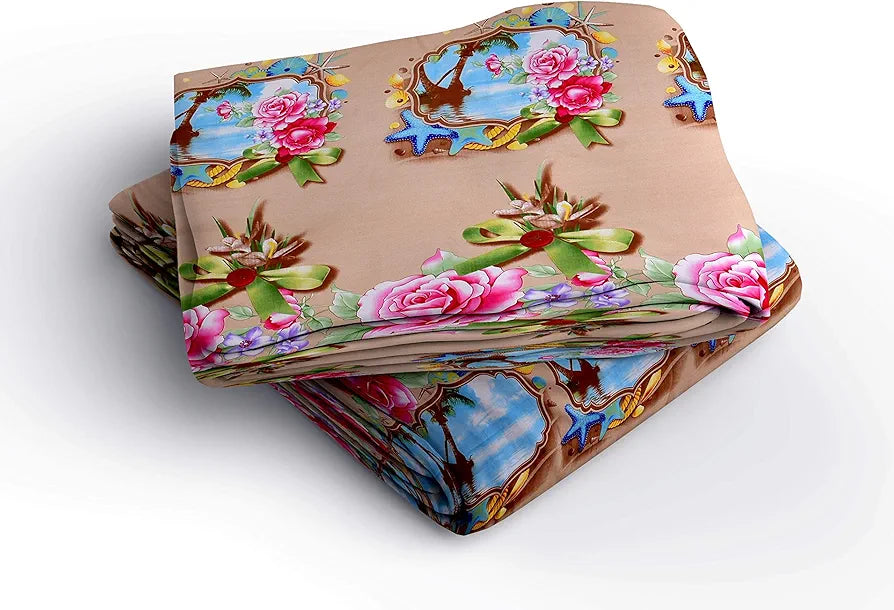 HFI 160 TC Polycotton Double Bedsheet with 2 Pillow Covers - Floral, Multicolor