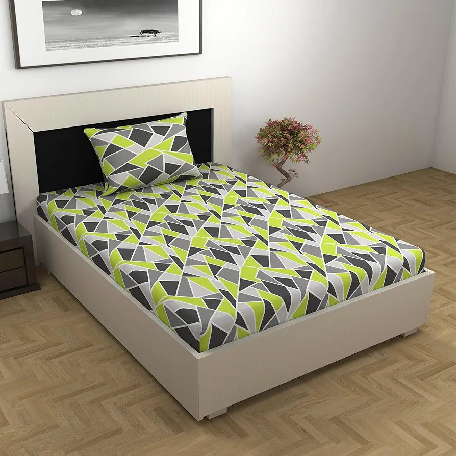 Divine Casa 100% Cotton Bedsheet for Single Bed, 144 TC Bedsheet Single Size Bed Cotton with 1 Pillow Cover 