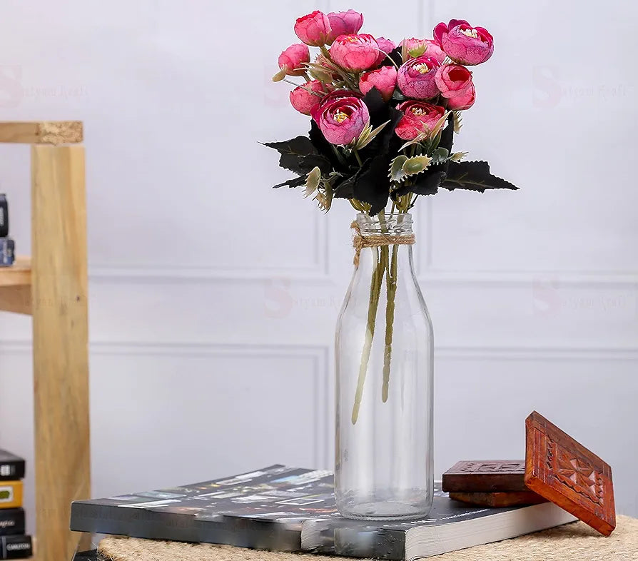 SATYAM KRAFT 2 Pcs Artificial Rose Flower Sticks | Decorative Items for Home Decor, Room, Living Room, Table Centerpiece, Balcony, Office | Perfect for Wedding, Birthday, Enagagement 