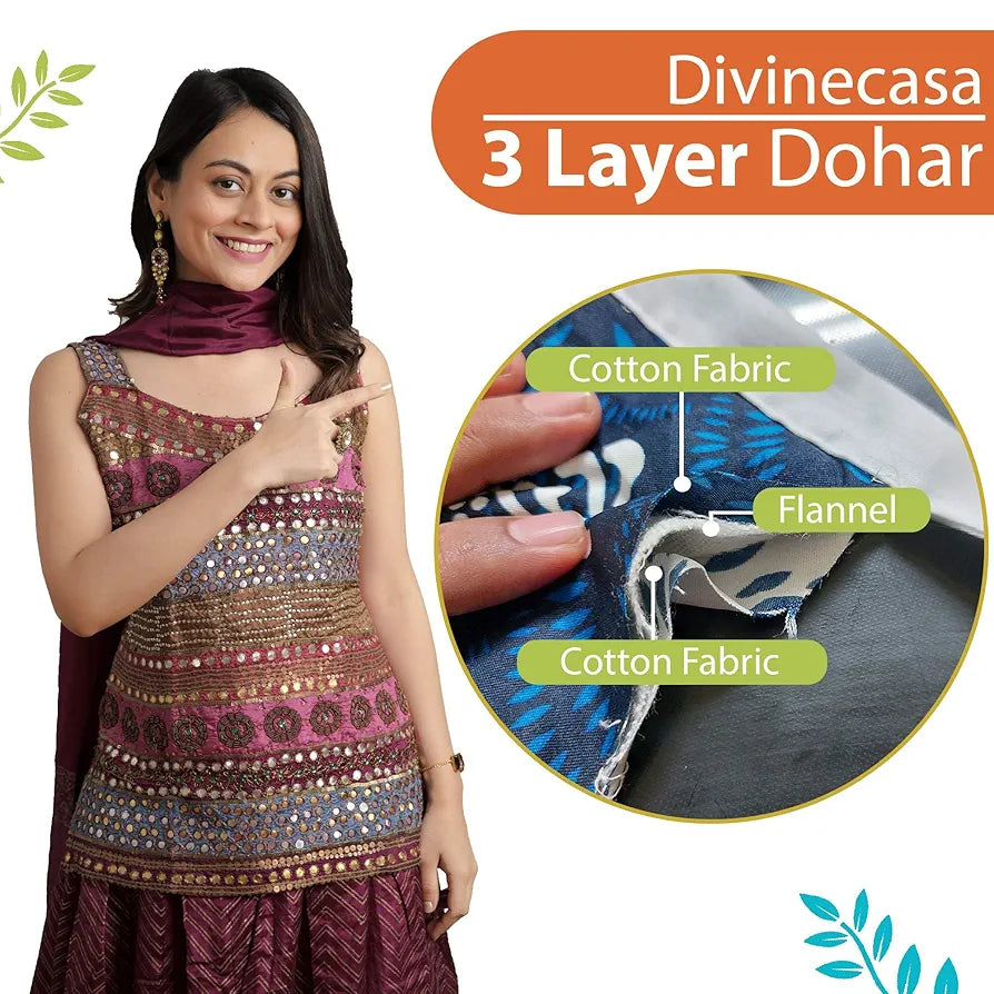 Divine Casa 100% Cotton Single Bed Dohar | Lightweight AC Blanket | Soft & Breathable Reversible Quilt | 140 x 210 CM, Lime Punch