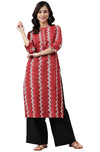 Janasya Women's Red Cotton Kurta