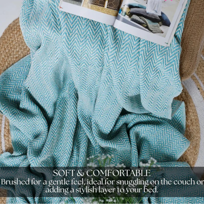 HOMADORN All Season Cotton Weaved Throw Blanket for Bed/Sofa 50x70 INCHES 