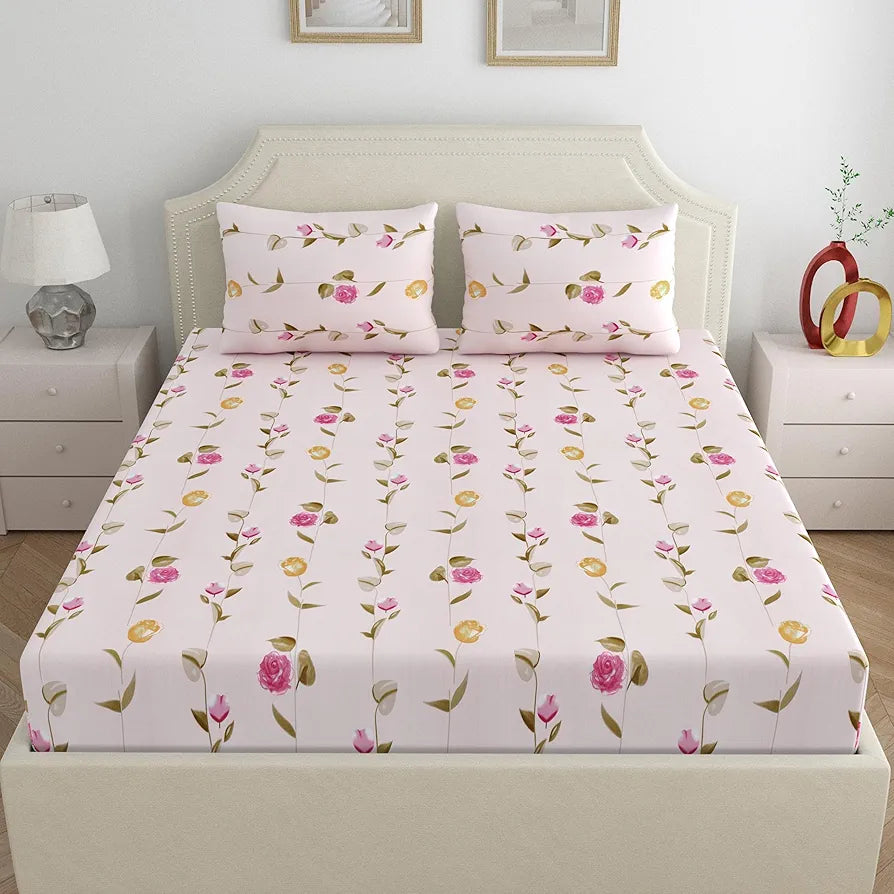 Dreamscape Microfiber Wrinkle & Fade Resistant Double Bedsheet with 2 Pillow Covers - 