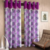 Cortina 2 Piece Leaf Design Panel Eyelet Polyester Door Curtains | 7 Feet | Purple
