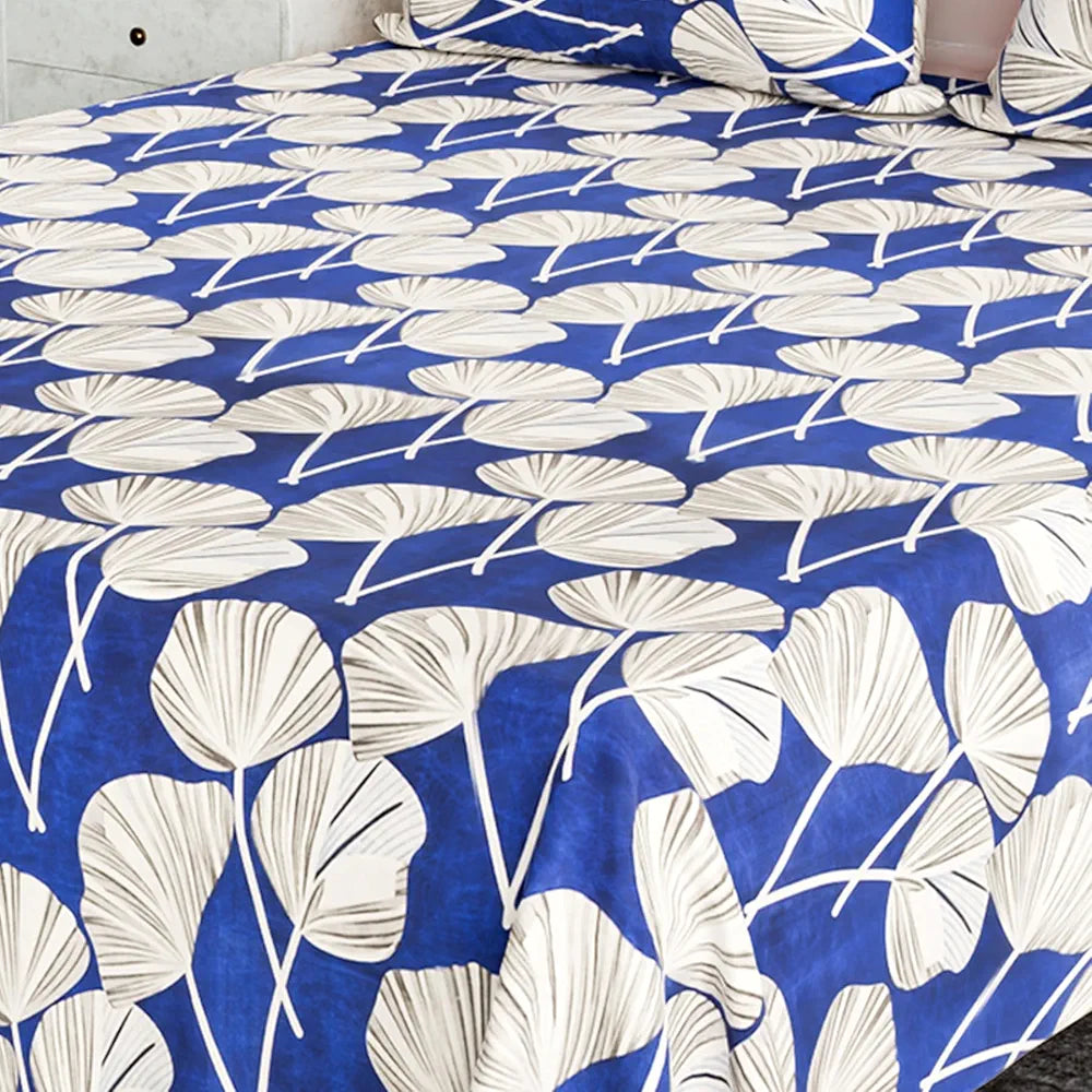 Kuber Industries Double Bedsheet | Bedsheet for Double Bed | Double Bedsheet with 2 Pillow Covers | Cotton Double Bed Sheet Set | Patta Double Bedsheet | 90x100 | Blue