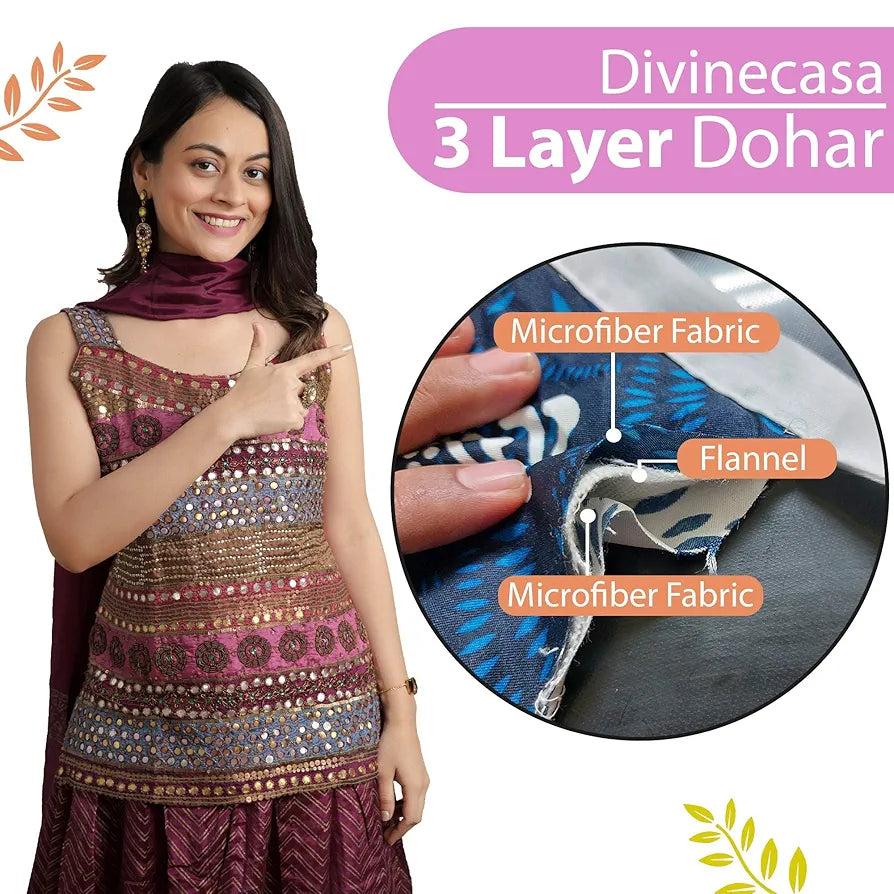Divine Casa 120 GSM Microfiber Single Dohar | Soft & Lightweight Throw Blanket | Cozy & Breathable | All-Season Comfort | 210 x 140 CM | Tropical Leaf Pattern | Orange & Yellow
